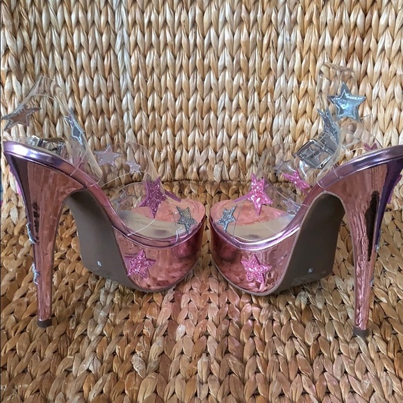New Sugarthrillz “Star Shook” Pink Platform Heels - Picture 5 of 7